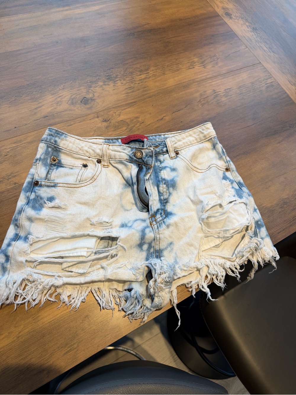 Nordstrom Blue and White Tie-Dye Distressed Denim Shorts